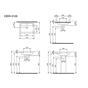 Taormina Pro 57 Cm Lavabo Parlak Beyaz 1004-001-0126