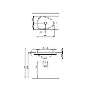 Etna Tezgah Üstü Lavabo 58 Cm Mat Buz Mavi 1112-029-0125