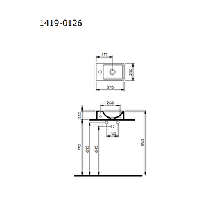 Milano Dar Sağ Lavabo Parlak Beyaz 1419-001-0126