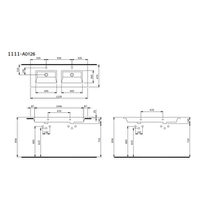 Milano Çift Gözlü Lavabo 120 Cm Mat Buz Mavi 1111-029-0126