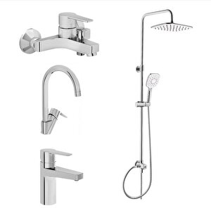 Nora S Banyo Bataryası + Lavabo Bataryası + Eviye Bataryası + Artema 3s Duş Sistemi