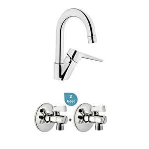 Solid S Kuğu Lavabo Bataryası + 2'li Ara Musluk Set