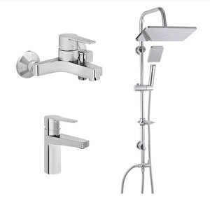 Nora S Banyo Bataryası + Lavabo Bataryası + Duxxa Mirage Duş Seti