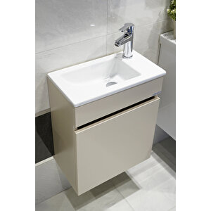 Fit Banyo Dolabı Seti (45 Cm Vizon Aynalı Lavabolu Mdf)