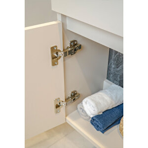 Fit Banyo Dolabı Seti (45 Cm Vizon Aynalı Lavabolu Mdf)