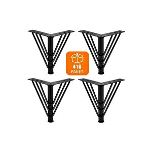 Vanessa 18 Cm Metal (4 Adet ) Siyah Metal Mobilya, Dolap, Koltuk, Kanepe, Tv Ünitesi Ayakları