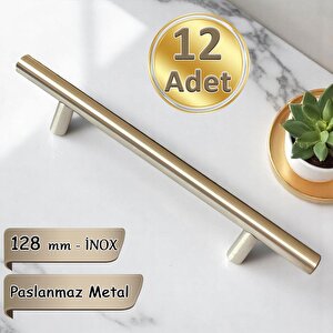 12 Adet Boy Kulp İnox 128 Mm Kulp Mobilya Mutfak Dolabı Çekmece Dolap Kapak Kulpu Kulbu Metal Kulpları