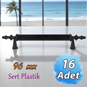 16 Adet Sert Plastik Polavit Siyah 96 Mm  Mobilya Mutfak Çekmece Dolap Dolabı Kulpu Kulbu Kulpları