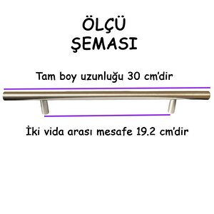 Boy Kulp İnox 192 Mm Kulp Mobilya Mutfak Dolabı Çekmece Dolap Kapak Kulpu Kulbu Metal Kulpları