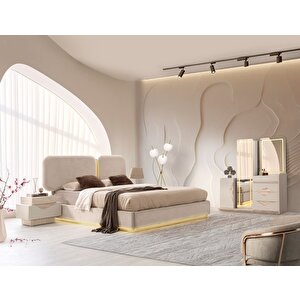 Fas  Mdf Ledli̇ Bazalı Yatak Odası Takımı