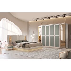Turkuaz Mdf Bazalı Ledli̇ Yatak Odası Takımı