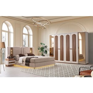 Kubbe Mdf Bazalı Ledli̇ Yatak Odası Takımı