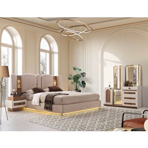 Kubbe Mdf Bazalı Ledli̇ Yatak Odası Takımı