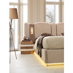 Kubbe Mdf Bazalı Ledli̇ Yatak Odası Takımı