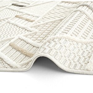 Ares 8805 Bohem Halı Salon Halısı Krem Halı Koridor Halısı Kesme Halı Yolluk Oturma Odası Halısı