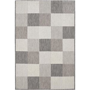 Grande 01 Gri Balkon Kilimi Dama Desenli Halı Antre Halısı Kaymaz Tabanlı mutfak kilimi 200x250 cm