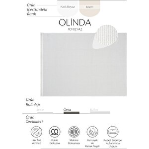 Olinda 1101 Beyaz Halı Oturma Odası Salon Halısı Yumuşak İskandinav Halı Yolluk Bukle Halı 80x550 cm