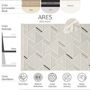 Ares 8805 Bohem Halı Salon Halısı Krem Halı Koridor Halısı Kesme Halı Yolluk Oturma Odası Halısı 100x700 cm