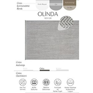 Olinda 1109 Gri Oturma Odası Halısı Yumuşak İskandinav Halı Yolluk Bukle Makine Halısı 80x120 cm