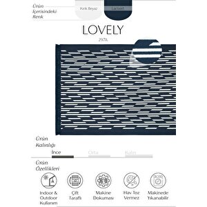 Lovely Lacivert Kilim Halı Çift Taraflı Makinede Yıkanabilir Banyo Mutfak Balkon Kilim Lacivert