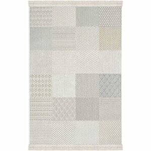 Ares 8806 Bej Halı Salon Halısı Patchwork Halı Koridor Halısı Kesme Halı Yolluk Oturma Odası Halısı 200x290 cm