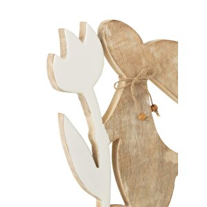 Dekoratif Figür Çiçek Ve Tavşan Ahşap 26cm