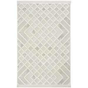 Ares 8802 Krem Halı İskandinav Salon Koridor Halısı Kesme Halı Yolluk Oturma Odası Halı 120x200 cm