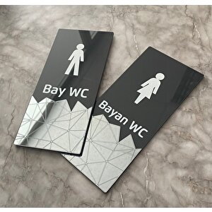 Gümüş Aynalı Dikey Wc Yönlendirme Levha Seti Yönlendirmesi