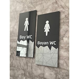 Gümüş Aynalı Dikey Wc Yönlendirme Levha Seti Yönlendirmesi
