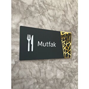 Mutfak Kapı Yönlendirme Levhası Oda İsimliği 24x12 Cm