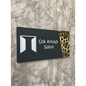 Çok Amaçlı Salon Kapı Yönlendirme Levhası Oda İsimliği 24x12 Cm