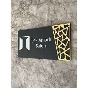 Çok Amaçlı Salon Kapı Yönlendirme Levhası Oda İsimliği 24x12 Cm