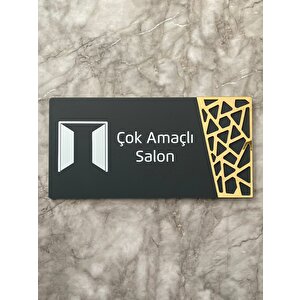 Çok Amaçlı Salon Kapı Yönlendirme Levhası Oda İsimliği 24x12 Cm