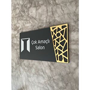 Çok Amaçlı Salon Kapı Yönlendirme Levhası Oda İsimliği 24x12 Cm