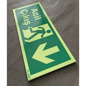 Fosforlu Fotolümen Folyolu Aşağı Yönlü Çıkış Exıt Yön Levhası 29x12 Cm