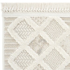 Ares 8802 Krem Halı İskandinav Salon Koridor Halısı Kesme Halı Yolluk Oturma Odası Halı 80x750 cm