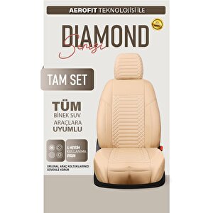 Ford Mondeo Station Wagon Uyumlu Lüx Deri Oto Koltuk Kılıfı Ön Arka Takım Diamond Bej Bej