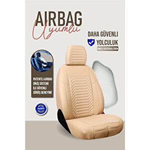 Volkswagen Taigo Uyumlu Lüx Deri Oto Koltuk Kılıfı Ön Arka Takım Diamond Bej Bej