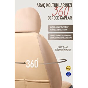 Opel Astra J Hatchback Uyumlu Lüx Deri Oto Koltuk Kılıfı Ön Arka Takım Diamond Bej