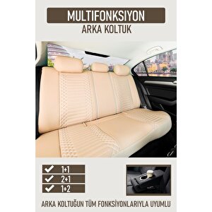 Peugeot 508 Uyumlu Lüx Deri Oto Koltuk Kılıfı Ön Arka Takım Diamond Bej Bej