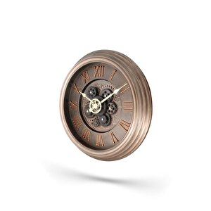 Efe Mark Premium Serisi Antik Eskitme Kadranlı Döner Çarklı Ev Ve Ofis Duvar Saati Roma Rakamlı 40 Cm Bronz