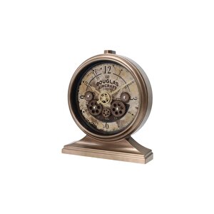Efe Mark Premium Serisi Antik Eskitme Kadranlı Döner Çarklı 32x28 Cm Ev Ve Ofis Masa Ve Duvar Saati Rakamlı Bronz