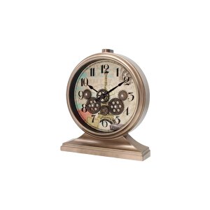 Efe Mark Premium Serisi Modern Kadranlı Döner Çarklı 32x28 Cm Ev Ve Ofis Masa Ve Duvar Saati Rakamlı Bronz