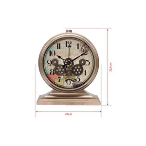 Efe Mark Premium Serisi Modern Kadranlı Döner Çarklı 32x28 Cm Ev Ve Ofis Masa Ve Duvar Saati Rakamlı Bronz