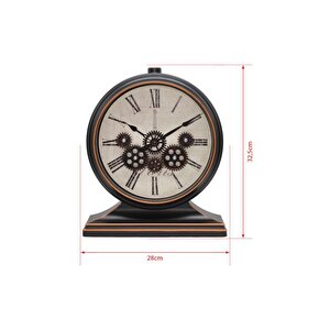Efe Mark Premium Serisi Antik Eskitme Kadranlı Döner Çarklı 32x28 Cm Ev Ve Ofis Masa Ve Duvar Saati Roma Rakamlı Bakır