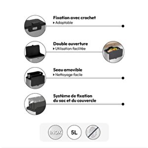 5five Simply Smart Dolap İçi Compact 5lt. Çöp Kovası Çelik