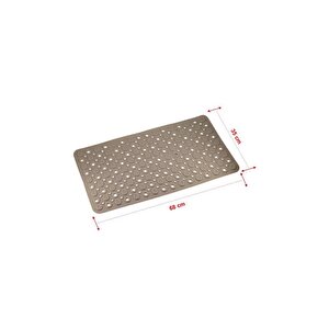 Efe Mark Premium Serisi Banyo - Küvet İçi Kaydırmaz Vantuzlu Oluklu Desenli Diktördgen Paspas 67,5 X 34,5 Cm Krem