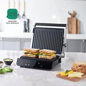 Grilliant 1343h Cam Yüzeyli, 5 Hazır Programlı, Döküm Plakalı, Led Ekranlı Konuşan Tost Ve Izgara Makinesi