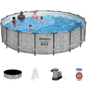 5618y Steel Pro Max Prefabrik Aile Havuzu 549x122cm Örtü+merdiven+filitre Set