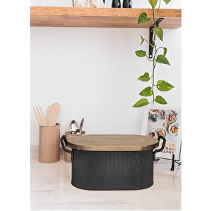 Prizma Ekmek Saklama Kabı Siyah 40x22x18 Cm